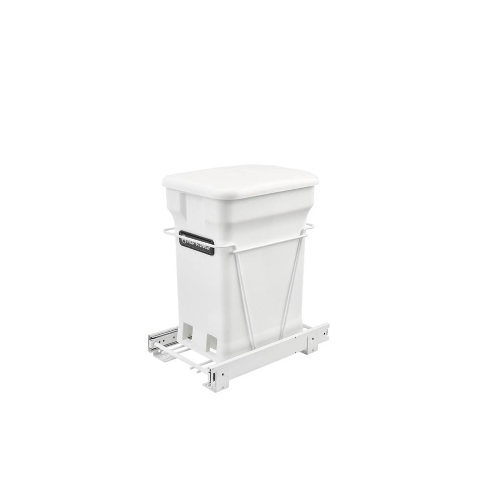 Rev-A-Shelf White Steel Pull Out Compost Container w/Rear Basket Storage