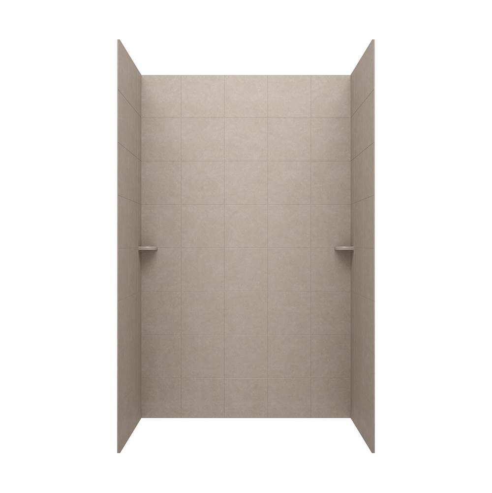 Swan SQMK96-3662 36 x 62 x 96 Swanstone® Square Tile Glue up Shower Wall Kit in Limestone