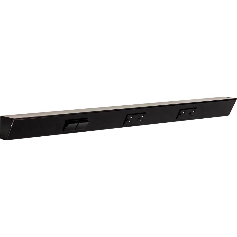Task Lighting 30'' TR Switch Series Angle Power Strip, Left Switches, Black Finish, Black Switches and Receptacles
