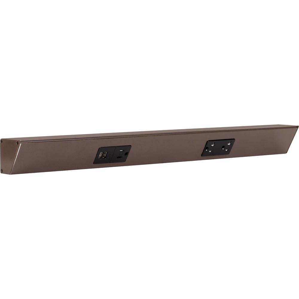 Task Lighting 24'' TR USB Series Angle Power Strip with USB, Bronze Finish, Black Receptacles
