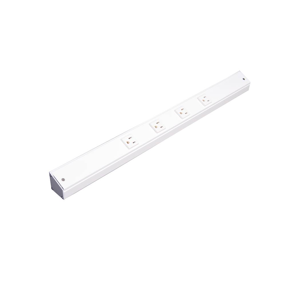Task Lighting 48'' APT Series Slim Angle Power Strip, White Finish, White Receptacles