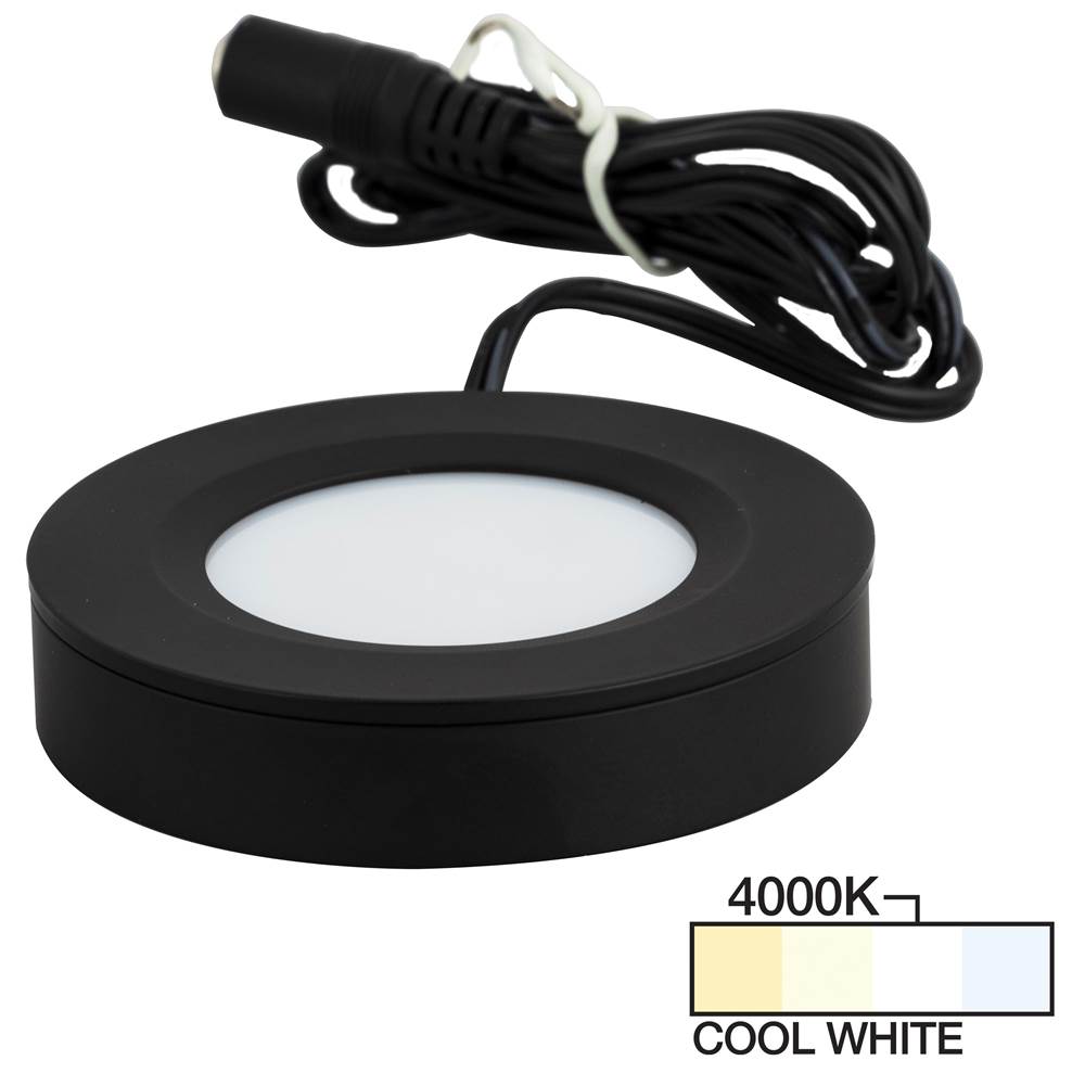 Task Lighting 180 Lumen Pearl Series Puck Light, Black 4000K Cool White