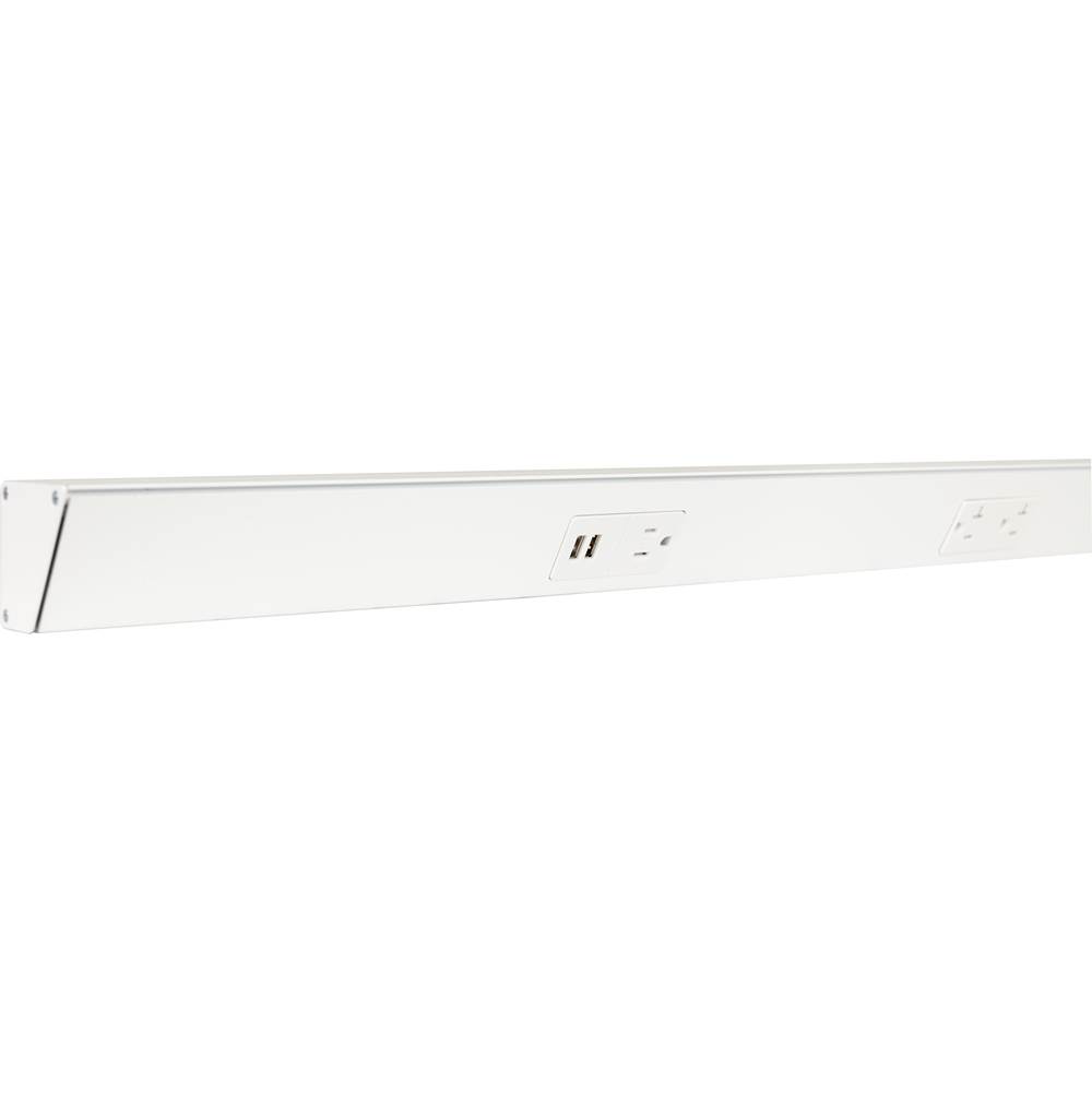 Task Lighting 42'' TR USB Series Angle Power Strip with USB, White Finish, White Receptacles