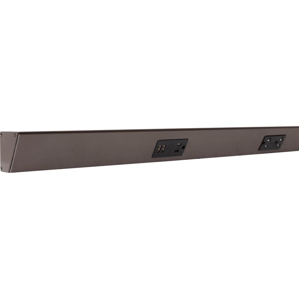 Task Lighting 60'' TR USB Series Angle Power Strip with USB, Bronze Finish, Black Receptacles