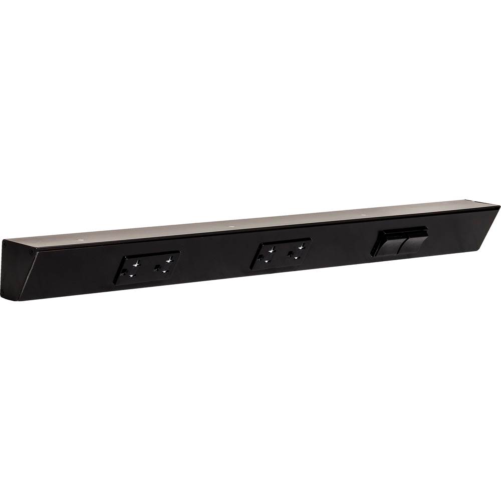 Task Lighting 24'' TR Switch Series Angle Power Strip, Right Switches, Black Finish, Black Switches and Receptacles