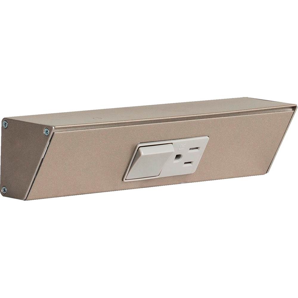 Task Lighting 9'' TR Switch Series Angle Power Strip, Single Switch, Satin Nickel Finish, Grey Switch and Receptacles