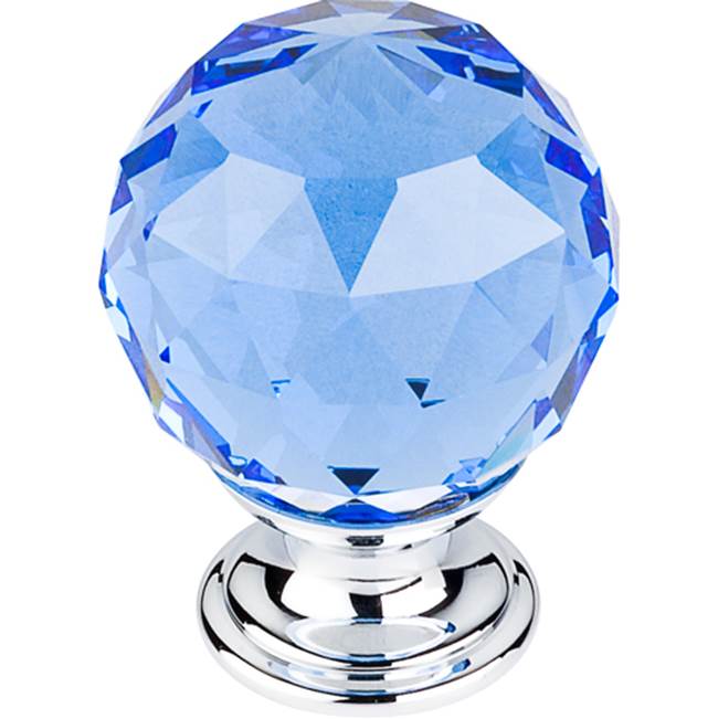 Top Knobs Blue Crystal Knob 1 3/8 Inch Polished Chrome Base