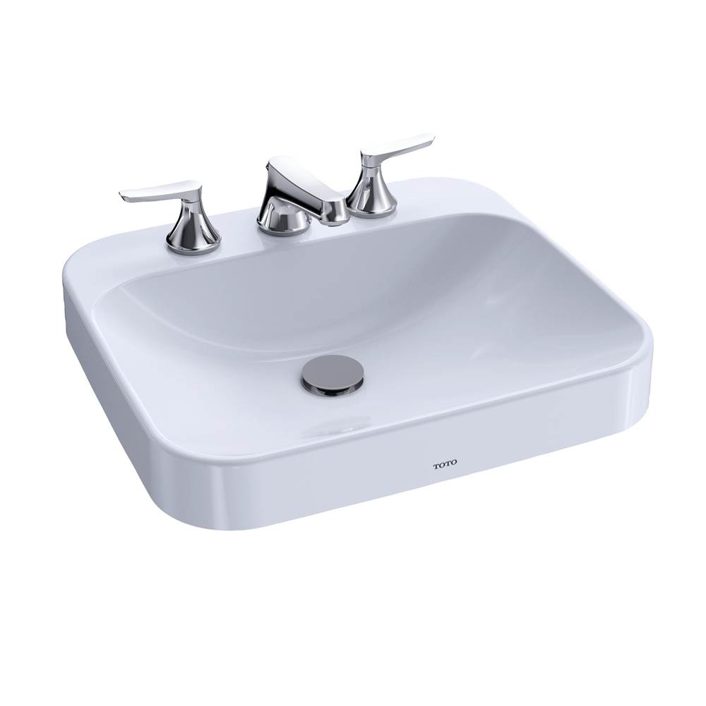 TOTO Toto® Arvina™ Rectangular 20'' Vessel Bathroom Sink With Cefiontect For 4 Inch Center Faucets, Cotton White